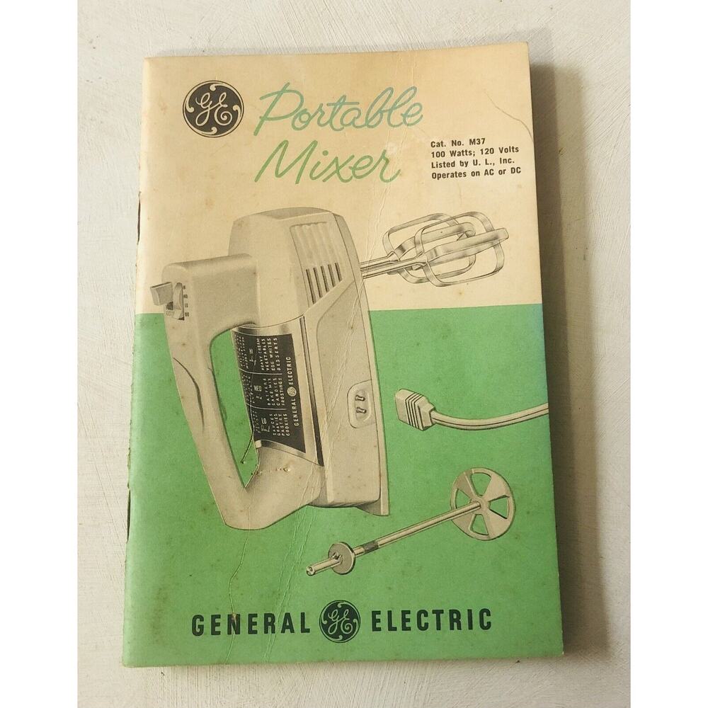 Vintage 1960s General Electric Portable Kitchen Mixer User Guide Recipe Booklet